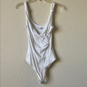 Abercrombie & Fitch White Ribbed Bodysuit